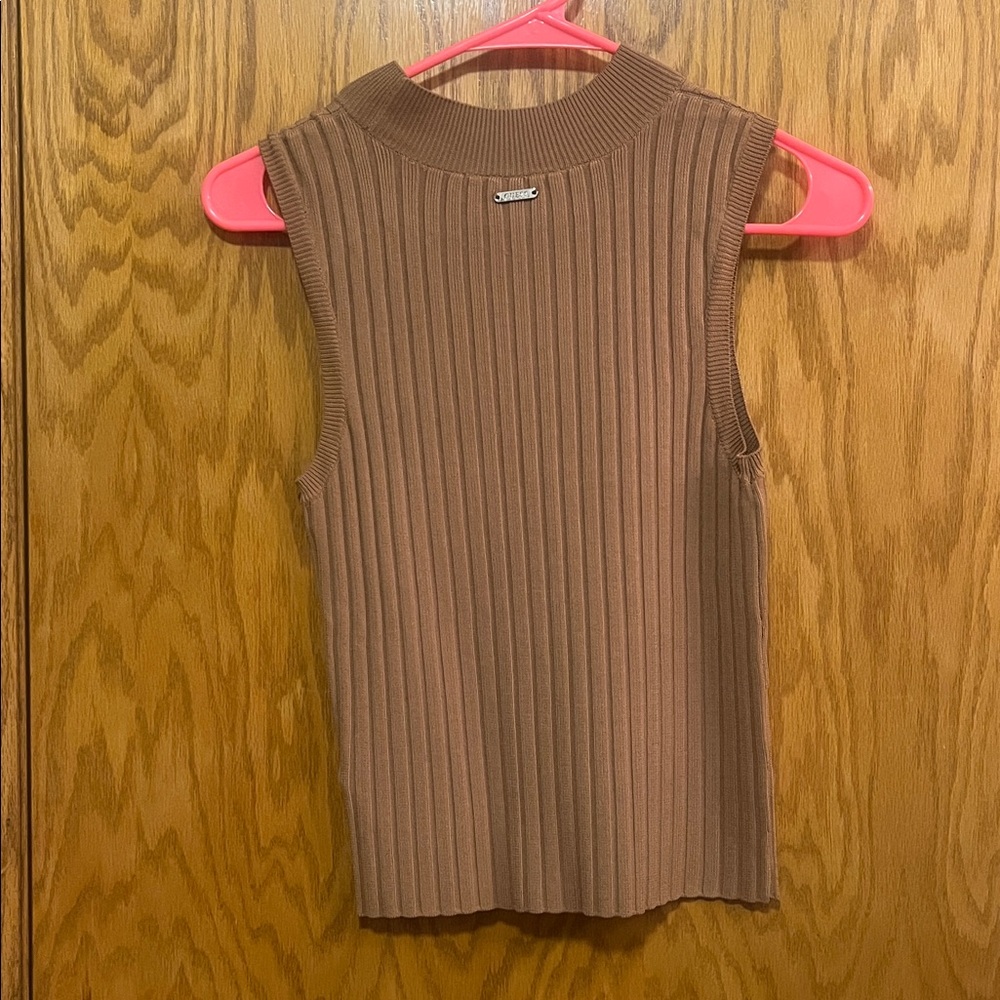 Guess Ribbed Knit Tank Top - Tan - Picture 3 of 3